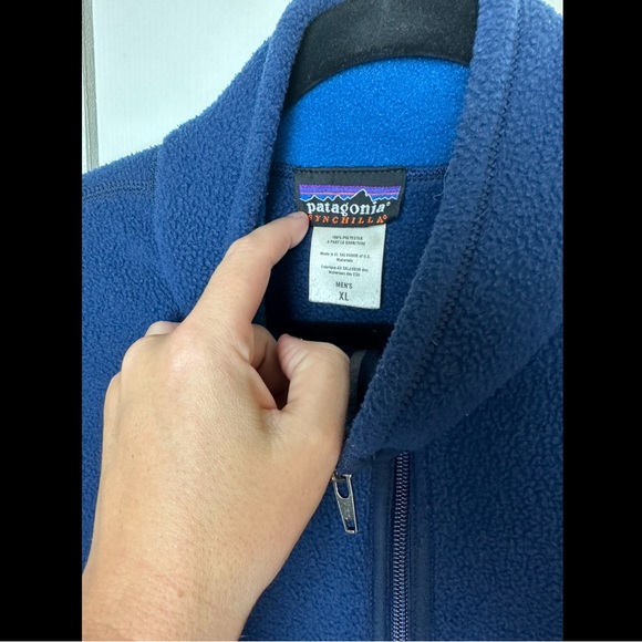 PATAGONIA Synchilla Blue Fleece Vest Jacket Coat Zippered Pockets Layering Prep - Picture 6 of 8
